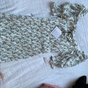 Off the Shoulder Smocked White & Floral Dress